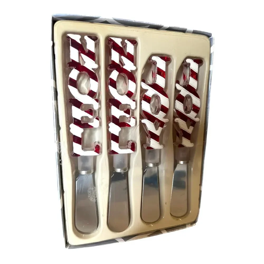 NEW Dept 56 HOLIDAY SPREADERS Set (4) Noel Joy Christmas Candy Cane Boxed!